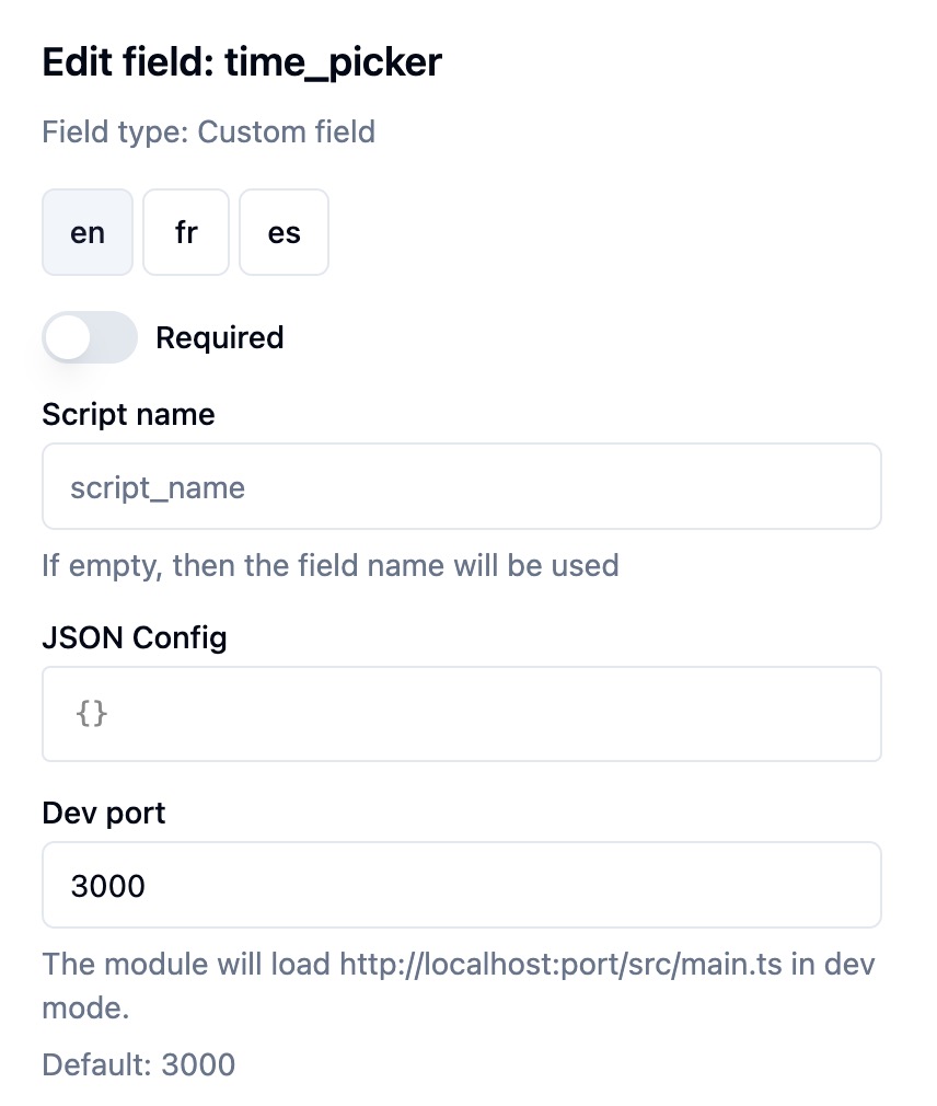 Custom field settings